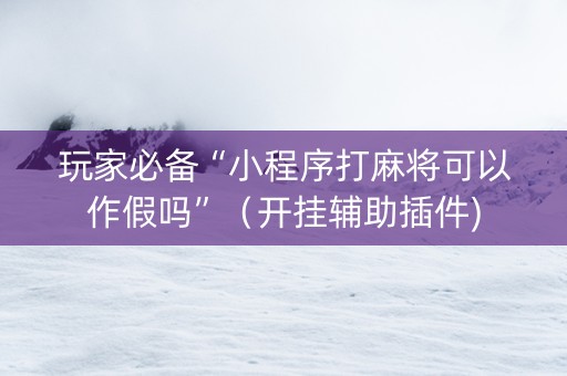 玩家必备“小程序打麻将可以作假吗”（开挂辅助插件)