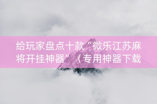 给玩家盘点十款“微乐江苏麻将开挂神器”（专用神器下载)