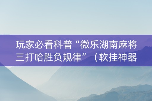 玩家必看科普“微乐湖南麻将三打哈胜负规律”（软挂神器)