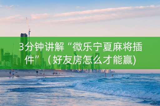 3分钟讲解“微乐宁夏麻将插件”（好友房怎么才能赢)