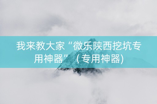 我来教大家“微乐陕西挖坑专用神器”（专用神器)