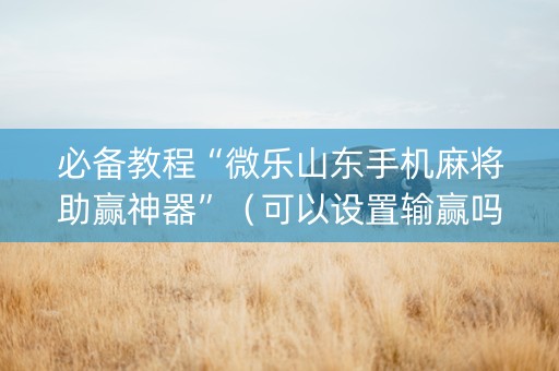 必备教程“微乐山东手机麻将助赢神器”（可以设置输赢吗)