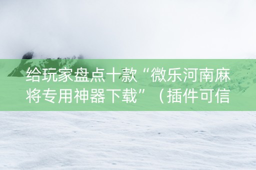 给玩家盘点十款“微乐河南麻将专用神器下载”（插件可信吗)