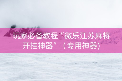玩家必备教程“微乐江苏麻将开挂神器”（专用神器)