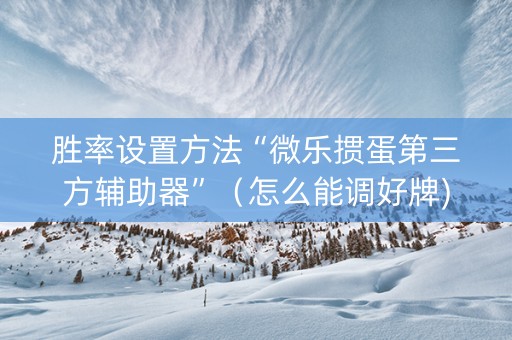 胜率设置方法“微乐掼蛋第三方辅助器”（怎么能调好牌)