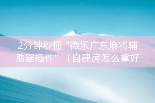 2分钟秒懂“微乐广东麻将辅助器插件”（自建房怎么拿好牌)