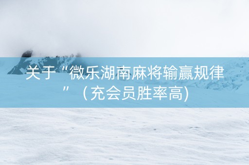 关于“微乐湖南麻将输赢规律”（充会员胜率高)