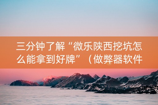 三分钟了解“微乐陕西挖坑怎么能拿到好牌”（做弊器软件下载)