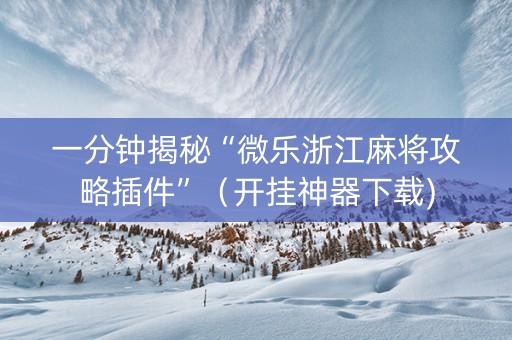 一分钟揭秘“微乐浙江麻将攻略插件”（开挂神器下载)