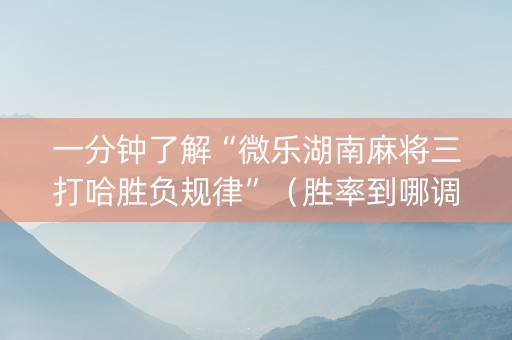 一分钟了解“微乐湖南麻将三打哈胜负规律”（胜率到哪调)