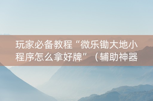 玩家必备教程“微乐锄大地小程序怎么拿好牌”（辅助神器免费)