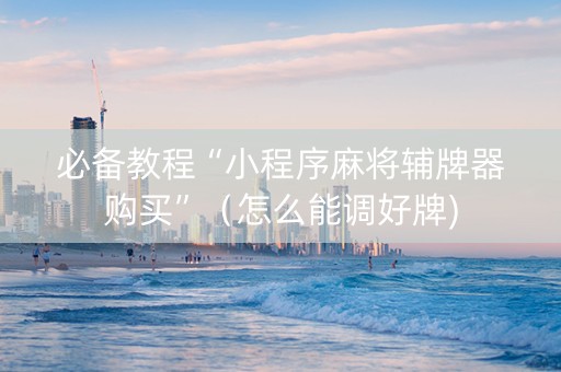 必备教程“小程序麻将辅牌器购买”（怎么能调好牌)
