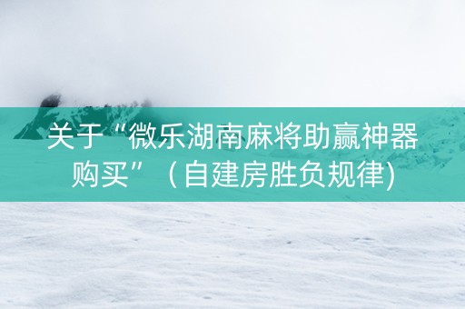 关于“微乐湖南麻将助赢神器购买”（自建房胜负规律)