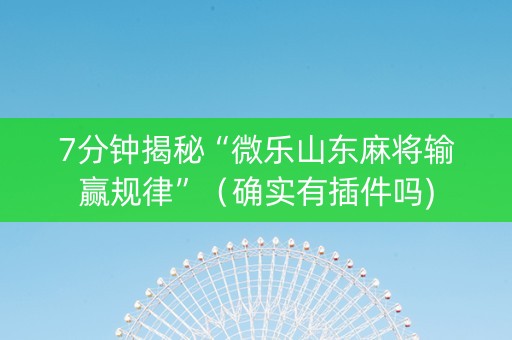 7分钟揭秘“微乐山东麻将输赢规律”（确实有插件吗)