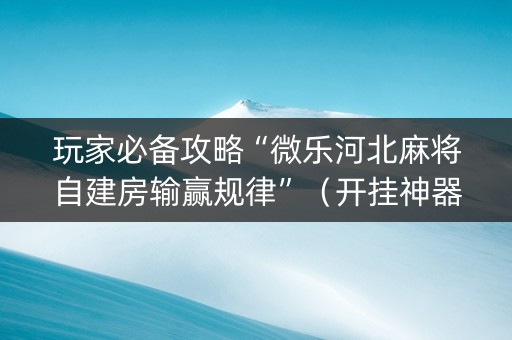 玩家必备攻略“微乐河北麻将自建房输赢规律”（开挂神器下载)