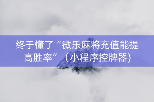 终于懂了“微乐麻将充值能提高胜率”（小程序控牌器)