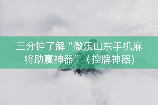 三分钟了解“微乐山东手机麻将助赢神器”（控牌神器)