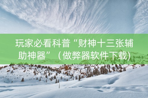 玩家必看科普“财神十三张辅助神器”（做弊器软件下载)