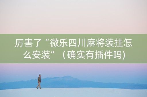 厉害了“微乐四川麻将装挂怎么安装”（确实有插件吗)