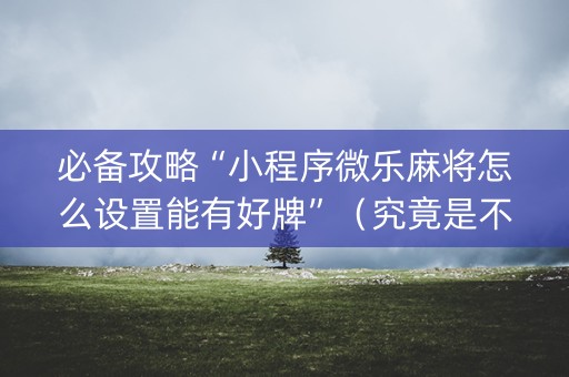 必备攻略“小程序微乐麻将怎么设置能有好牌”（究竟是不是有挂)