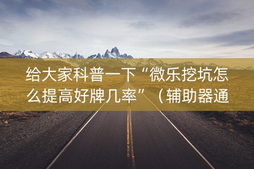 给大家科普一下“微乐挖坑怎么提高好牌几率”（辅助器通用版)
