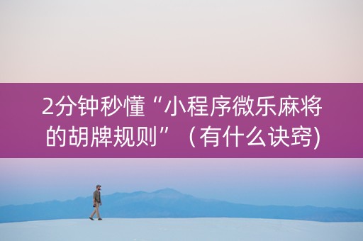2分钟秒懂“小程序微乐麻将的胡牌规则”（有什么诀窍)