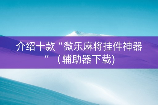 介绍十款“微乐麻将挂件神器”（辅助器下载)