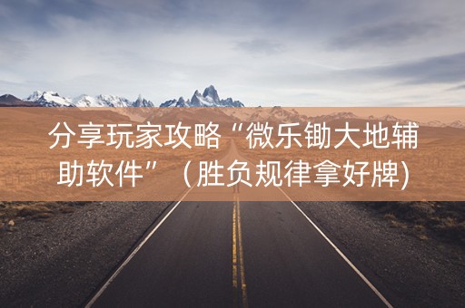 分享玩家攻略“微乐锄大地辅助软件”（胜负规律拿好牌)
