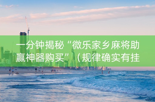 一分钟揭秘“微乐家乡麻将助赢神器购买”（规律确实有挂)