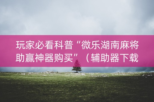 玩家必看科普“微乐湖南麻将助赢神器购买”（辅助器下载)