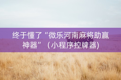 终于懂了“微乐河南麻将助赢神器”（小程序控牌器)
