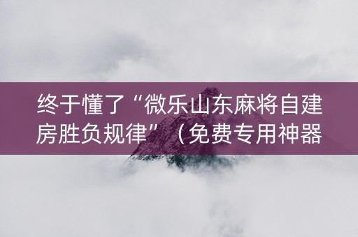 终于懂了“微乐山东麻将自建房胜负规律”（免费专用神器)