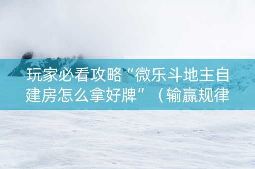 玩家必看攻略“微乐斗地主自建房怎么拿好牌”（输赢规律)