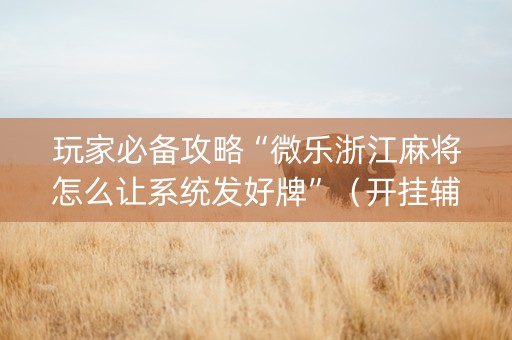 玩家必备攻略“微乐浙江麻将怎么让系统发好牌”（开挂辅助器插件)