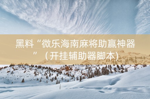 黑料“微乐海南麻将助赢神器”（开挂辅助器脚本)