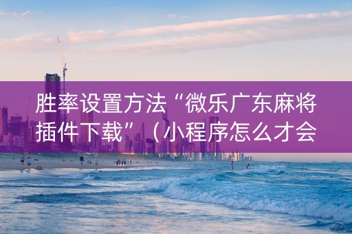 胜率设置方法“微乐广东麻将插件下载”（小程序怎么才会赢)