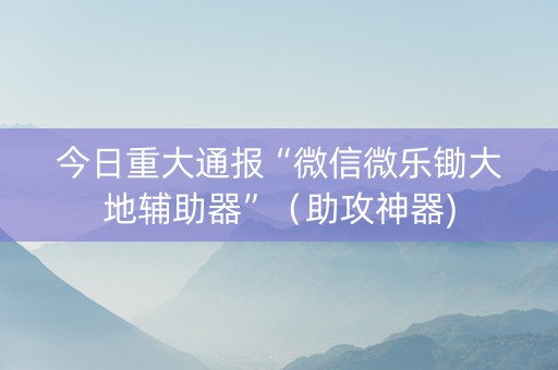 今日重大通报“微信微乐锄大地辅助器”（助攻神器)