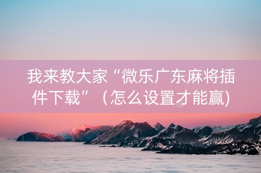 我来教大家“微乐广东麻将插件下载”（怎么设置才能赢)