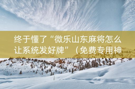 终于懂了“微乐山东麻将怎么让系统发好牌”（免费专用神器)