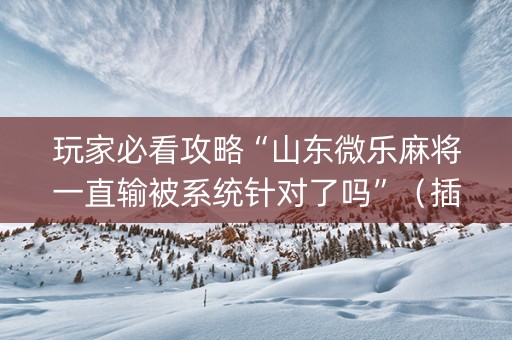 玩家必看攻略“山东微乐麻将一直输被系统针对了吗”（插件开挂免费AI)