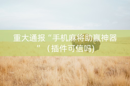 重大通报“手机麻将助赢神器”（插件可信吗)