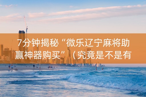 7分钟揭秘“微乐辽宁麻将助赢神器购买”（究竟是不是有挂)