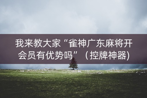 我来教大家“雀神广东麻将开会员有优势吗”（控牌神器)