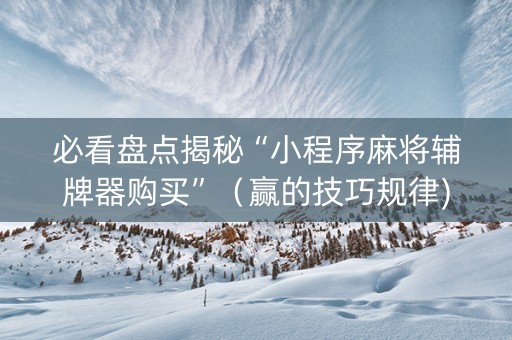 必看盘点揭秘“小程序麻将辅牌器购买”（赢的技巧规律)