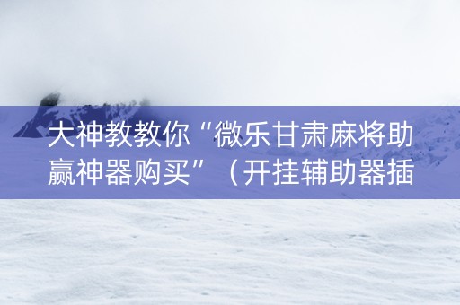 大神教教你“微乐甘肃麻将助赢神器购买”（开挂辅助器插件)