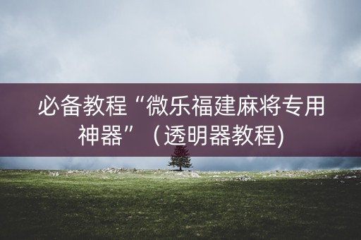 必备教程“微乐福建麻将专用神器”（透明器教程)