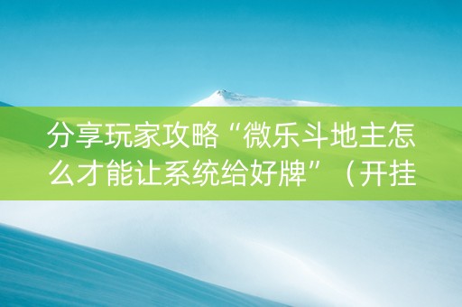分享玩家攻略“微乐斗地主怎么才能让系统给好牌”（开挂神器下载)