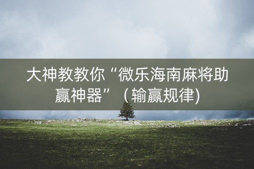大神教教你“微乐海南麻将助赢神器”（输赢规律)