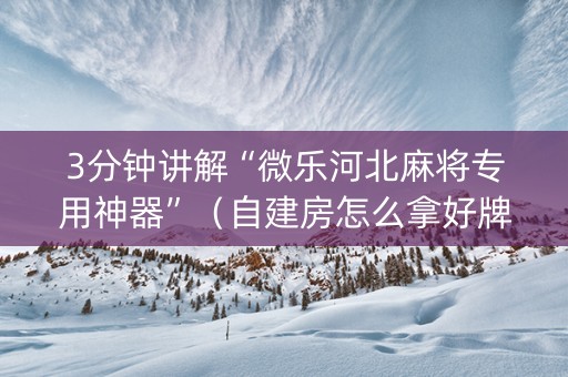 3分钟讲解“微乐河北麻将专用神器”（自建房怎么拿好牌)