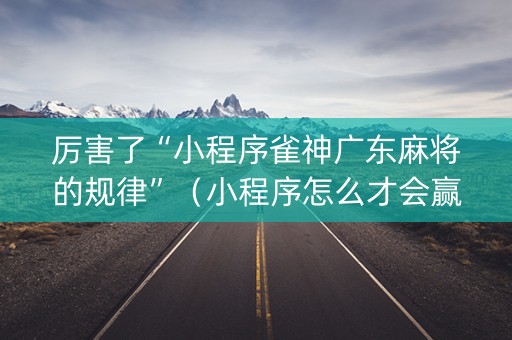 厉害了“小程序雀神广东麻将的规律”（小程序怎么才会赢)